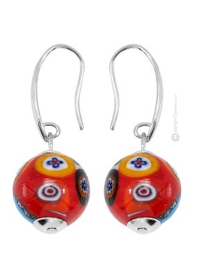 MILLEFIORI Muranoglas Ohrringe Damen Luxus Schmuck Glasperlen Murrine elegant exklusiv