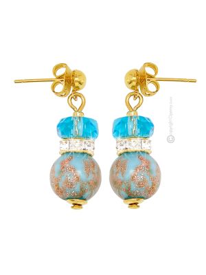 EMILY Murano Glas Schmuck Ohrringe Damen mundgeblasene Glasperlen Aventurin stilvoll modern