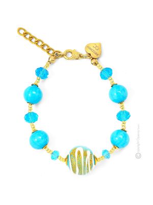 MIRHO 4 Luxus Armband Damen Murano Glas 24k Goldblatt exklusiv hochwertig Modeschmuck