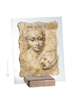 STUDIE DES KOPFES DER MADONNA MIT KIND Tisch Deko Objekt Marmor und Kristall Made in Italy
