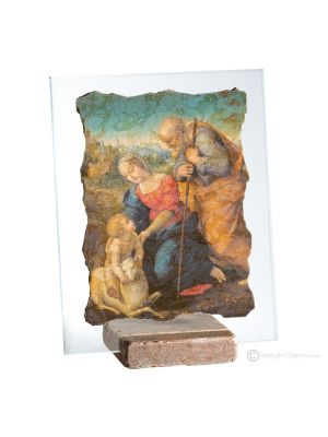 DIE HEILIGE FAMILIE MIT DEM LAMM Tisch Deko Objekt Marmor und Kristall Made in Italy