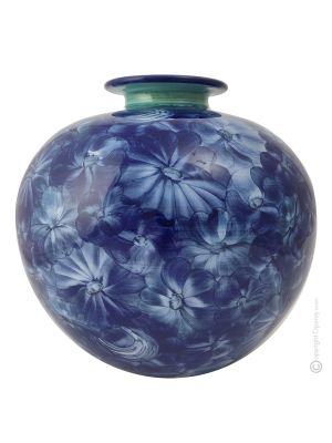 PALLA Italienische Keramik Vase handgemacht Blumenmotiv handbemalt