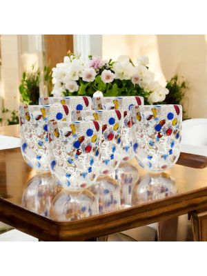 Set aus 6 mundgeblasenen Glasgläsern mit Blattsilber, authentisch aus Murano, Venedig.