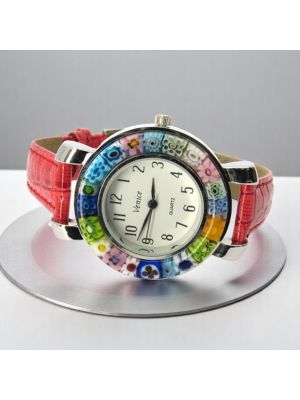 SPACE 5 Exklusive Damenuhr Murano Glas Schmuck Lederarmband Venedig Stil exklusiv hochwertig
