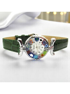 LADY 13 Murano Glas Schmuck Damenarmbanduhr Murrine hochwertig stilvoll elegant exklusiv