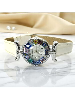 LADY 20 Edle Damenuhr Muranoglas Schmuck Leder Armband elegant hochwertig exklusiv stilvoll