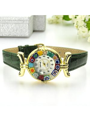 LADY ORO 13 Murano Glas Schmuck Damenarmbanduhr Murrine hochwertig stilvoll elegant exklusiv