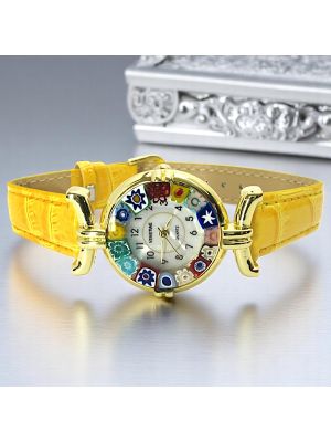 LADY ORO 21 Murano Glas Schmuck Armbanduhr Damen Murrine hochwertig elegant stilvoll exklusiv