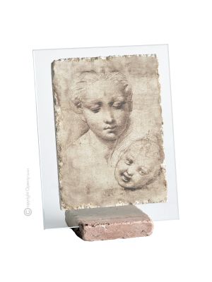 STUDIE DES KOPFES DER MADONNA MIT KIND Tisch Deko Objekt Marmor Orphalese und Kristall Made in Italy