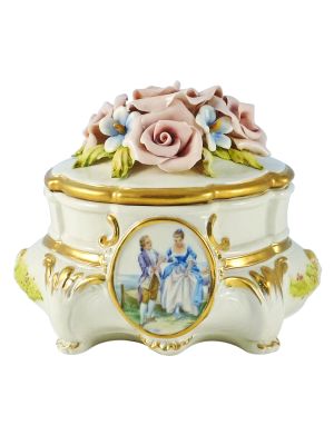 PORTAGIOIE Schmuckkästchen Porzellan Capodimonte Handgemacht Made in Italy