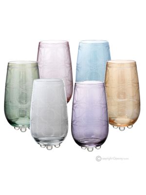 PERLE-Set mit 6 authentischen, modernen, handbemalten Trinkgläsern aus hochwertigem Glas.