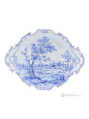 BAROCKTABLETT, authentisches künstlerisches Serviertablett aus Keramik, handgefertigt und bemalt.