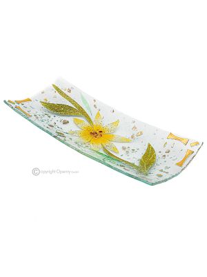 GERBERA – Tafelaufsatz, Tablett, Servierplatte, handgefertigtes Kunstglas, modernes Design