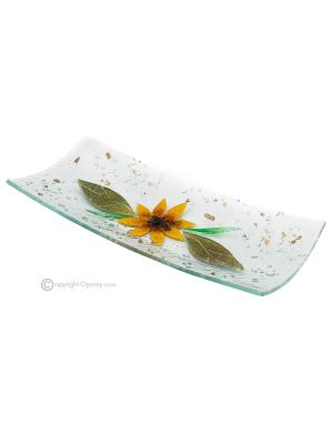 SONNENBLUME – Tafelaufsatz, Tablett, Servierplatte, handgefertigtes Kunstglas, modernes Design