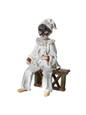 PULCINELLA Capodimonte Porzellan, Karnevalsmaske, prächtige und raffinierte Statuette.