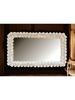 Keramikspiegel im Barockstil, verziert mit Rosen, Swarovski-Kristallen und goldenen Details.