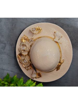 HUT Wanddekoration Ornament zum Aufhängen Keramik im Barockstil mit Details aus 24 Karat Gold Made in Italy 