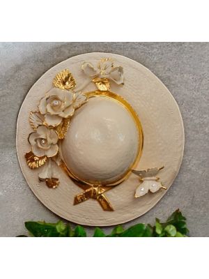 HUT Wanddekoration Ornament zum Aufhängen Keramik im Barockstil mit Details aus 24 Karat Gold Made in Italy 