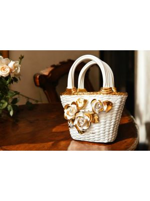 TASCHE Exklusives Ornament aus Keramik im Barockstil mit Details aus 24 Karat Gold Made in Italy