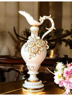 SPLENDIDA Italienische Keramik Vase handgemacht 24k Goldfarbe Swarovski-Kristalle Barockstil
