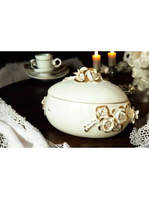 KASTEN Exklusives Ornament aus Keramik im Barockstil mit Details aus 24 Karat Gold Made in Italy