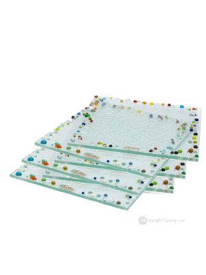 DROPS – Set aus 6 kunstvollen Glasuntersetzern, handgefertigt, modernes Design, handgefertigt