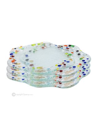 FIORE – Set aus 6 kunstvollen Glasuntersetzern, handgefertigt, modernes Design, handgefertigt