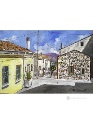 BLICK AUF IRPINO Acrylgemälde auf Leinwand modern Made in Italy