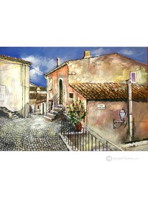 BLICK AUF FORENZA Acrylgemälde auf Leinwand modern Made in Italy