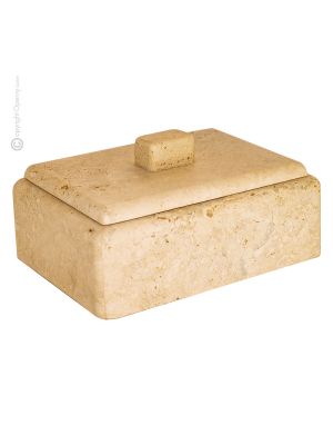 COFANETTO PORTAGIOIE MARMO TRAVERTINO ROMANO Schmuckkästchen Skulptur aus römischer Travertin Marmor  handgemacht authentisch Made in Italy
