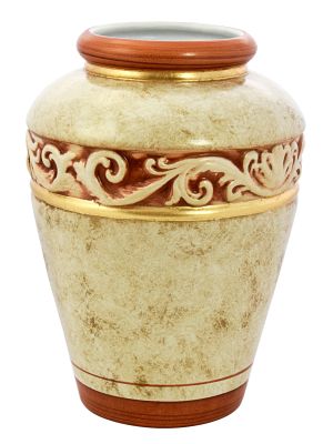 IRIS Italienische Keramik Vase handgemacht Goldblatt 24 Karat Handbemalt Blumenmotiv