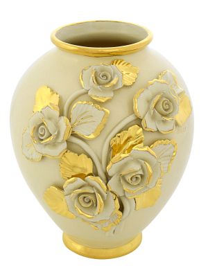 BRIOSO  Italienische Keramik Vase handgemacht 24k Goldfarbe Barockstil handbemalt