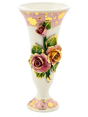 CALICE Italienische Keramik Vase handgemacht 24k Goldfarbe Barockstil handbemalt