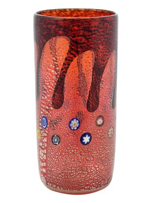 GOCCIA 42H Exklusive Vase Murano Glas Deko mundgeblasen 925 Blattsilber Blumenvase Venedig Stil