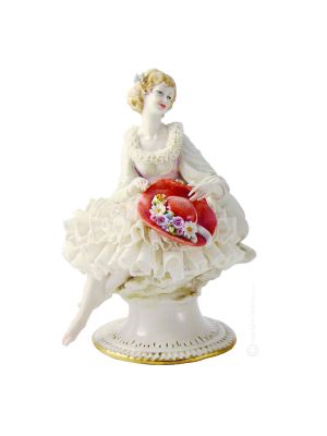 DAME 566T Edles Porzellan Figur Barock handgemacht exklusiv Wohnkultur elegant hochwertig