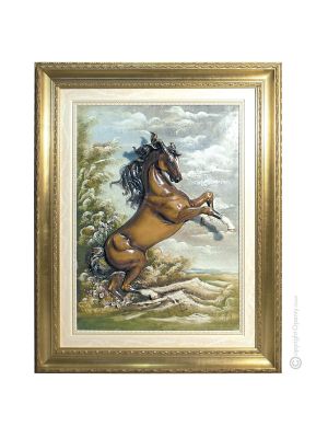 RAMPANT PFERD Bild Basrelief Flachrelief Porzellan Capodimonte Made in Italy