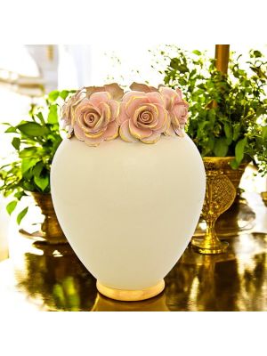 AUREA Italienische Keramik Vase handgemacht 24k Goldfarbe Barockstil handbemalt