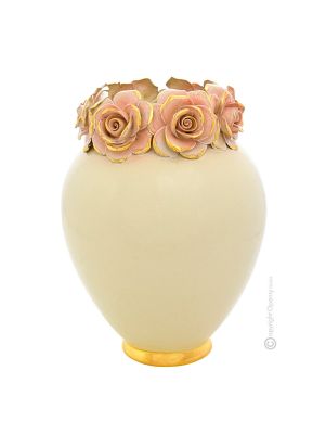 AUREA Italienische Keramik Vase handgemacht 24k Goldfarbe Barockstil handbemalt