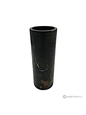 Zylindrische VASE aus schwarzem Michelangelo-Marmor, Naturstein, handgefertigt, exklusives Design.