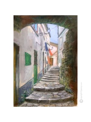 GASSE VON FORENZA Acrylgemälde auf Leinwand modern Made in Italy