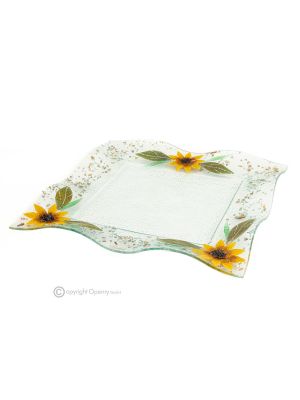 SUNFLOWER – Tablett, Servierteller, Tafelaufsatz aus Kunstglas, handgefertigt