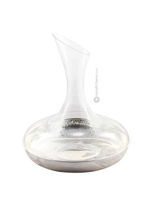 DEKANTER MIT SILBERTEN BODEN Weindekanter Wasserdekanter in eleganter Kombination aus Kristall und Versilbert Edelmetalle Handarbeit Made in Italy *1,5l