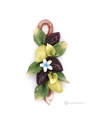 OLIVEN – Komposition mit hängenden Oliven aus Capodimonte-Keramik, handgefertigt