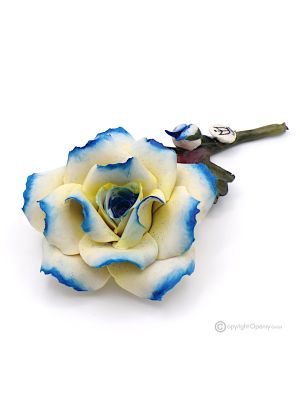 BLAUE ROSE – Hängeblume aus Capodimonte-Porzellan, handgefertigt, hochwertig