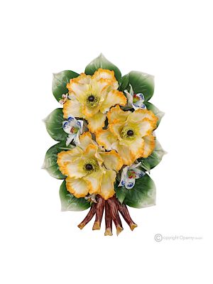 Mohnblumen-Wandzweig, exklusiv aus Capodimonte-Porzellan, handgefertigt