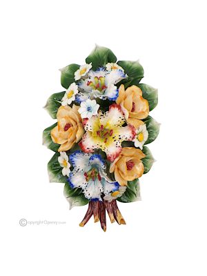 ROSENORCHIDEEN - Blumenzweig für die Wand, feines Capodimonte-Porzellan, florales Design