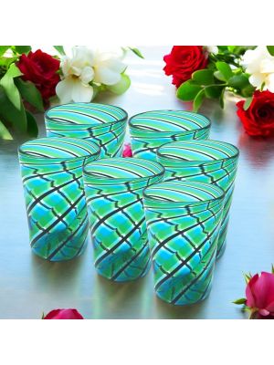 ACQUA CANNE Set 6 Tumbler Trinkgläser aus Muranoglas Made in Italy