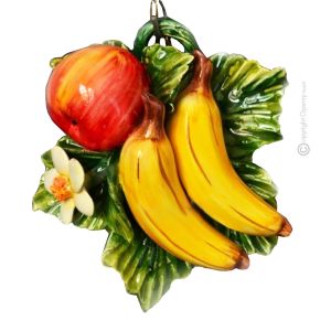 APFEL-BANANEN Wanddekoration Ornament zum Aufhängen Keramik 