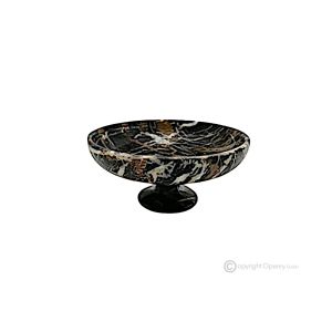 OBSTSCHALE aus Nero Michelangelo-Marmor, dekorativer handgefertigter Tafelaufsatz aus authentischem Naturstein.