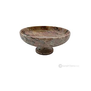 OBSTSCHALE aus kostbarem rotem Marmor, dekoratives Herzstück, handgefertigt aus authentischem Naturstein.